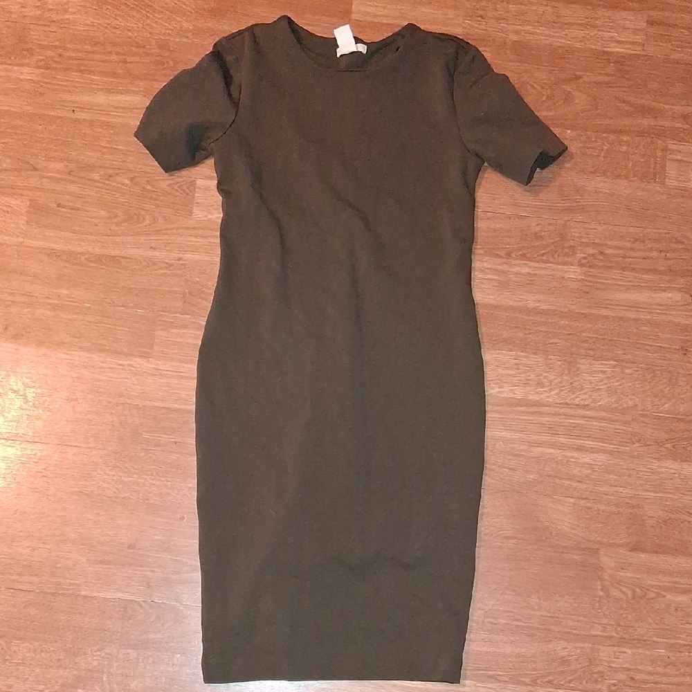 H&M Basics Olive Midi Dress Size S